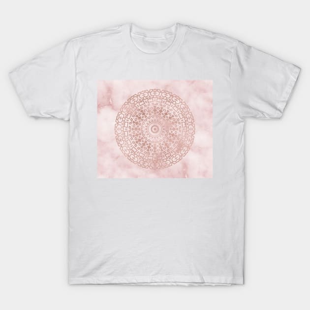 Misty pink marble rose gold mandala T-Shirt by marbleco